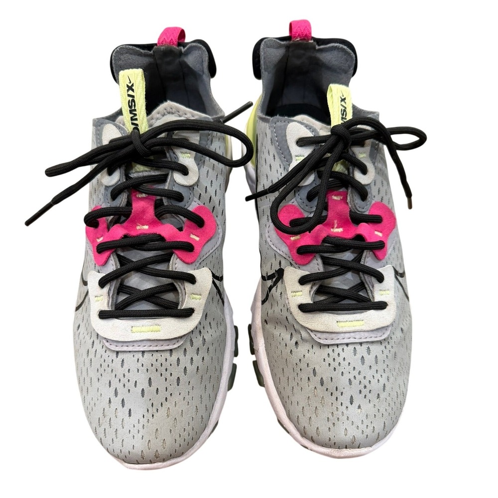 Nike React Vision D/MS/X Wolf Grey Pink Blast Volt Sneakers Womens Size 7